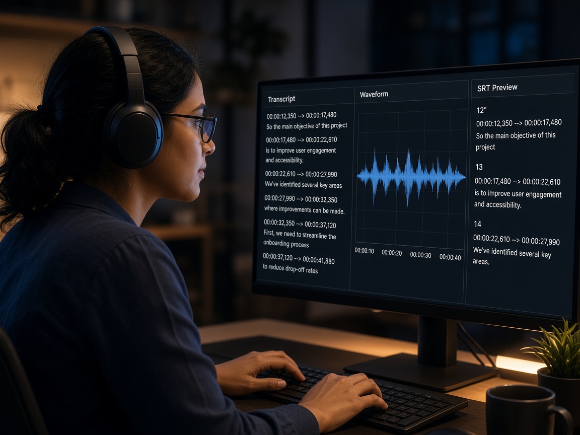 Linguists transcribing and reviewing multilingual audio